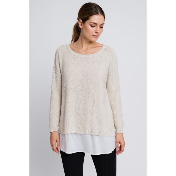 Club Monaco Jayda Sweater Small Layered Top Cream Metallic Quiet Luxury Fall - Picture 1 of 6